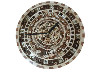 Reloj de Calendario Azteca en maderas finas