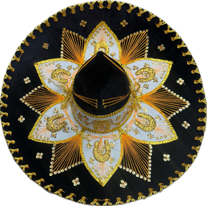 Sombrero de Charro Tricolor adulto, negro dorado, negro plateado, varios colores