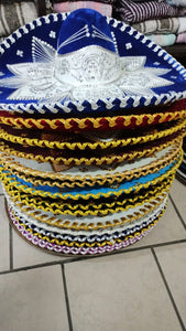 Sombrero de Charro Tricolor adulto, negro dorado, negro plateado, varios colores